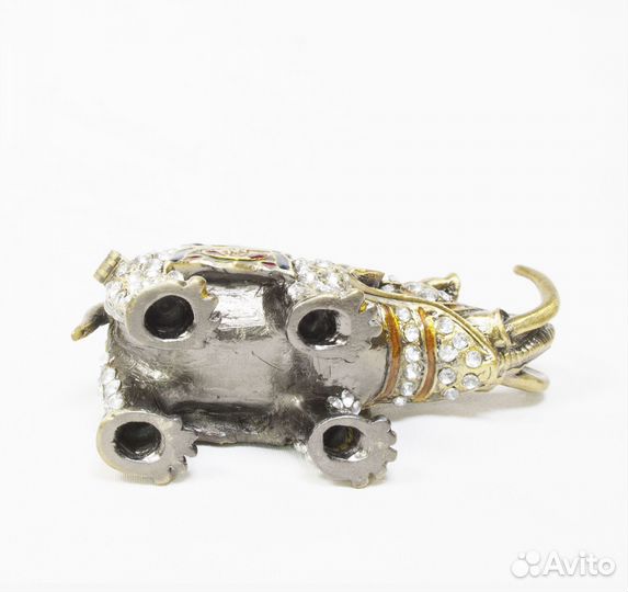 Шкатулка для украшений Слон, металл, высота 6,3 см