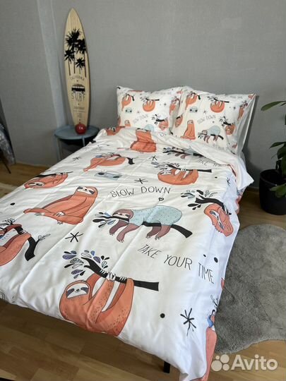 Белье постельное ленивец мако сатин (египт хлопок)