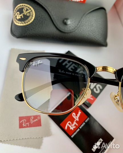 Солнцезащитные очки ray ban clubmaster пепельные