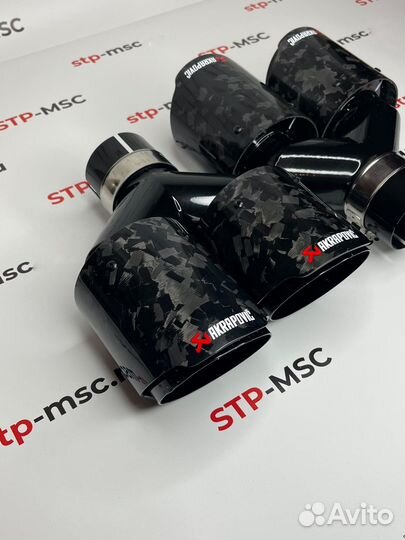 2 шт Насадки двойные на глушитель Акрапович