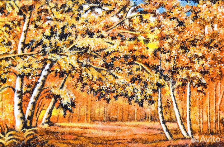 Картина из янтаря - Пейзаж в лесу Array