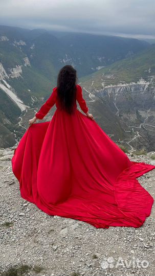 Платье с длинным шлейфом