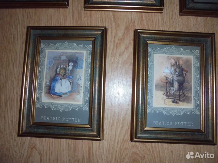 Панно 14х18 Кролик Питер Беатрис Поттер зел рама