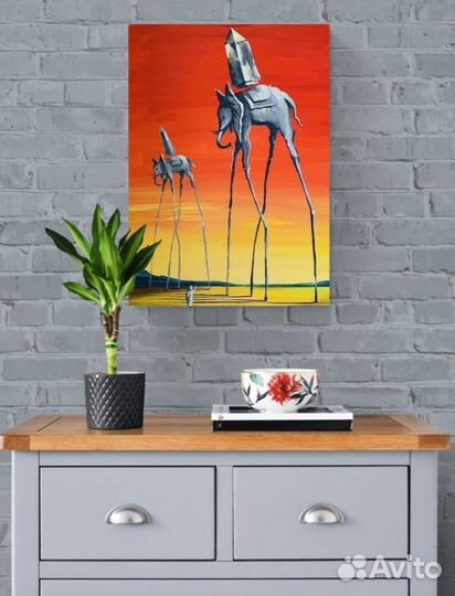 Арт картина по мотивам Сальвадор Дали - Слоны