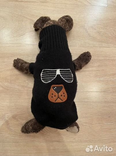 Жилетка Свитер для собак вязаный черный 37см р-р S