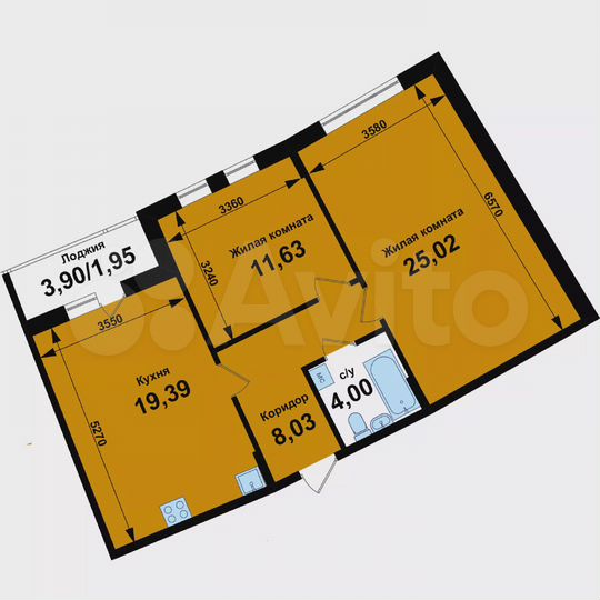 2-к. квартира, 70 м², 1/4 эт.