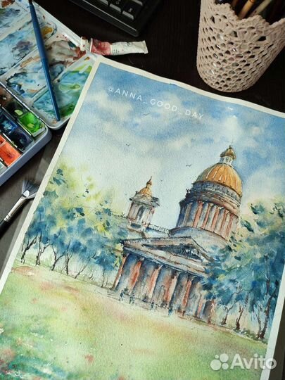 Индивидуальное занятие по рисованию, акварель