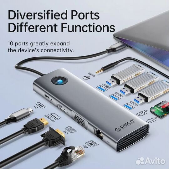 Док-станция для ноутбука orico PW11-10P Type-C HUB