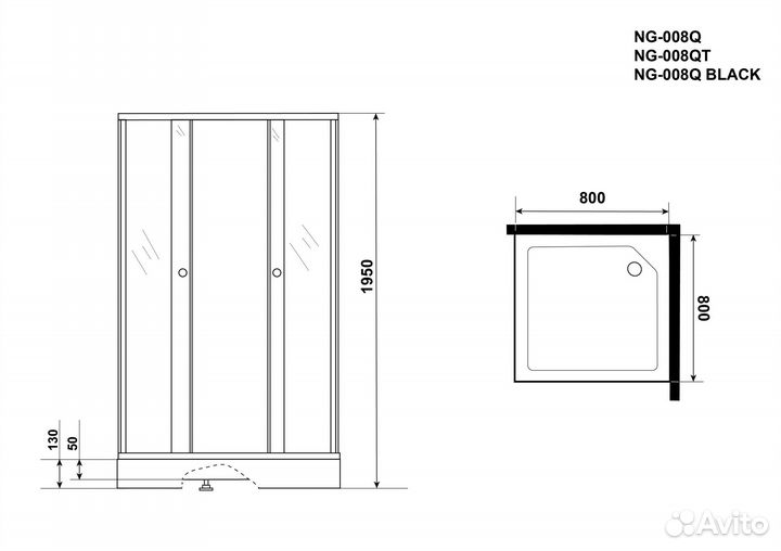 Душевой уголок Niagara Eco NG-008-14Q black для до