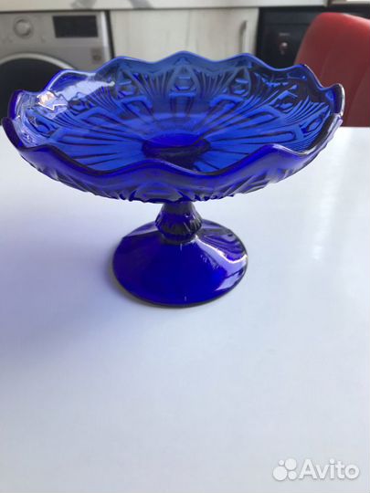 Ваза-синее стекло, графин виноград СССР