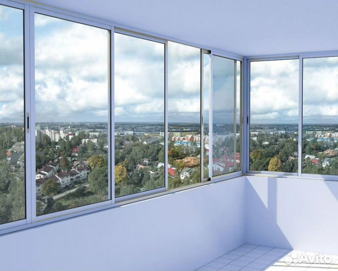 Остекление алюминиевое с отделкой