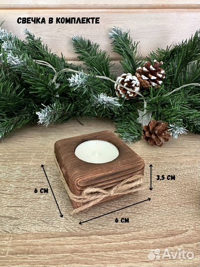 Декор деревянный, елка, ангел, подсвечник