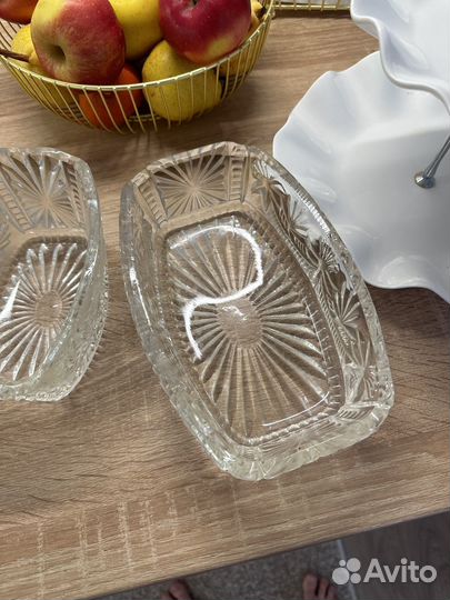 Конфетница и салатники из хрусталя