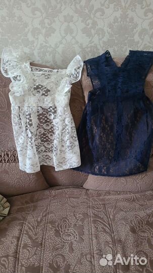 Школьный фартук для девочки синий и белый