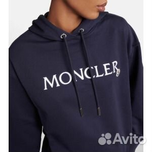 Худи из хлопкового джерси с логотипом moncler, син