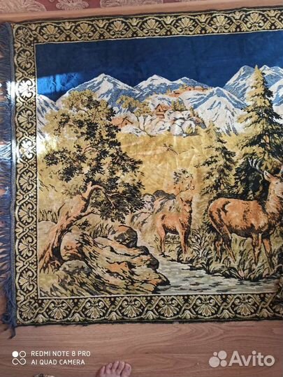 Коврик и скатерть плюшевые бархатный винтаж СССР