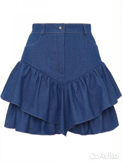 Юбка джинсовая мини с воланами