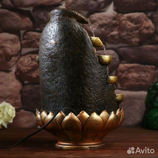 Фонтан настольный от сети, подсветка 'Ганеша в хра