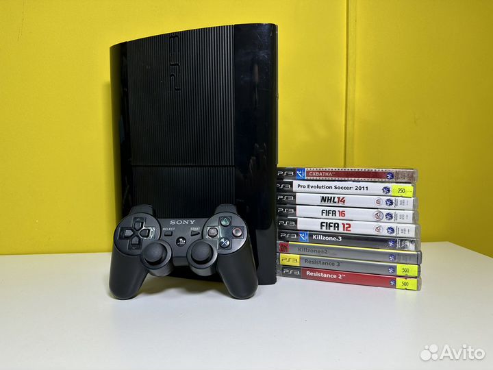 PS3 SuperSlim 500GB + 90 игр, гарантия