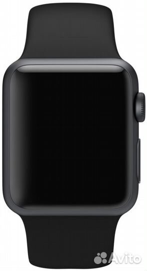 Ремешок силиконовый Black Sport Band with Space Gray Pin (Черный, застежка Серый космос) Apple Watch