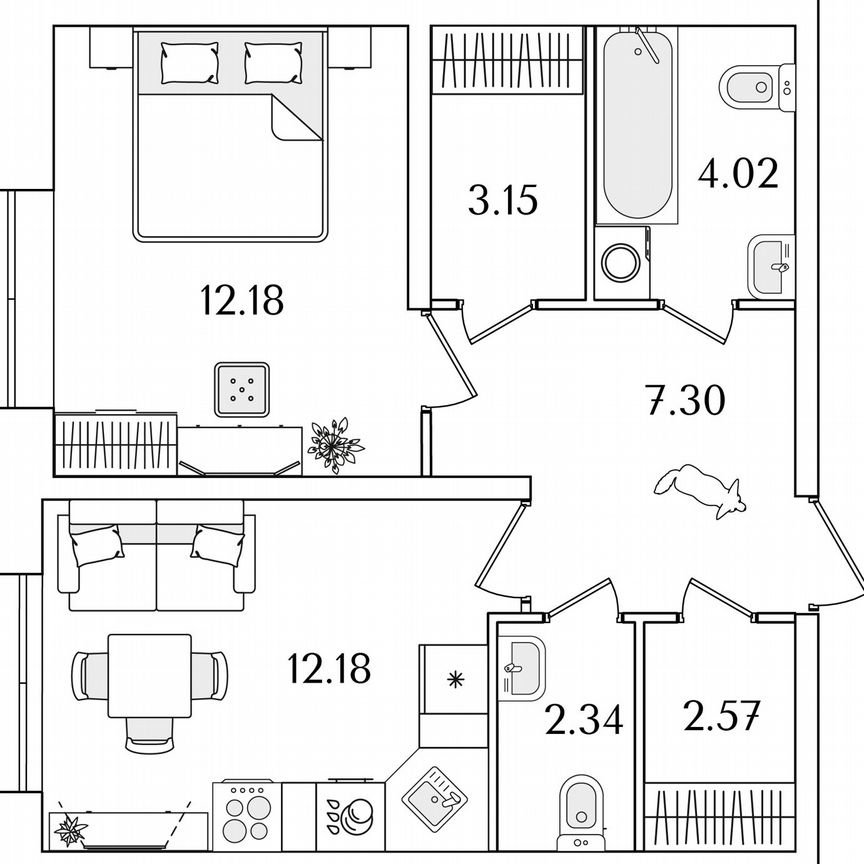 1-к. квартира, 43,7 м², 1/22 эт.