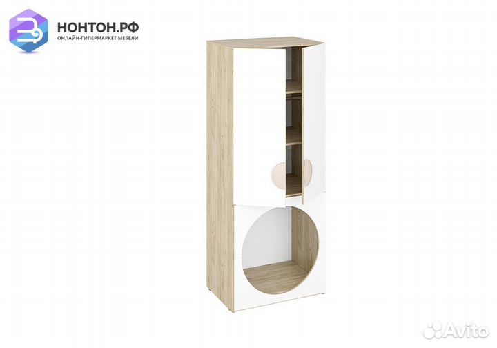 Шкаф двухдверный Мирра с нишей дуб крафт серый / б