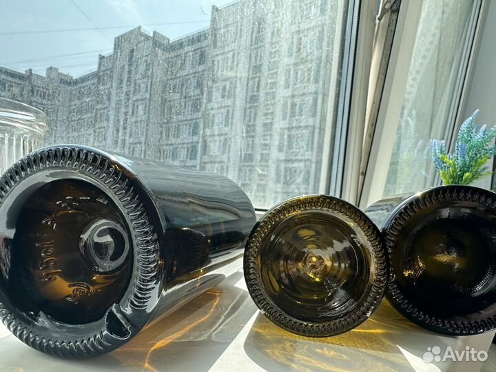 Стеклянные винные бутылки баночки аптечные