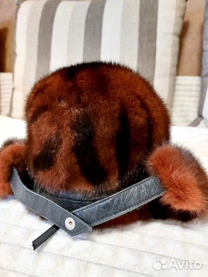Шапка ушанка норковая женская 56
