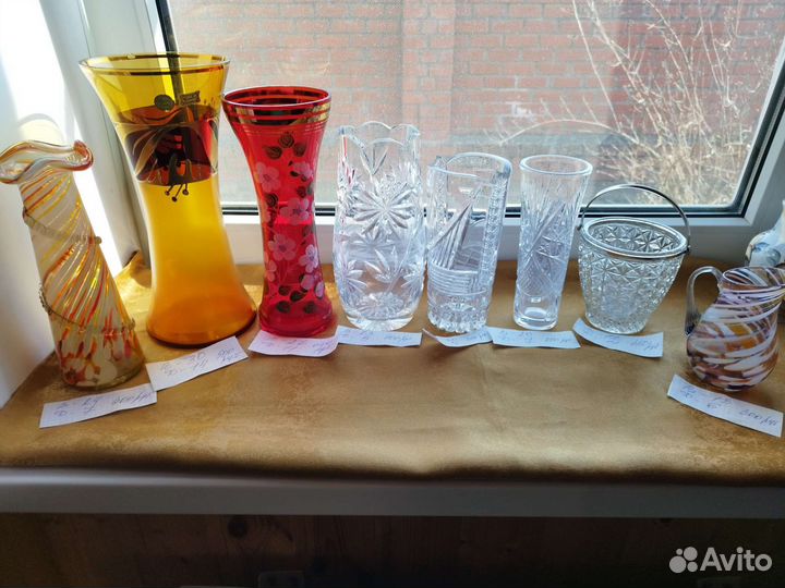 Вазы Чехия,хрусталь,цветное стекло