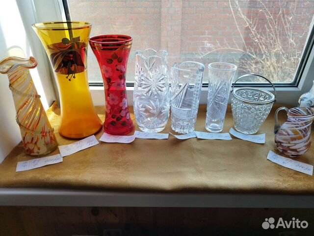 Вазы Чехия,хрусталь,цветное стекло