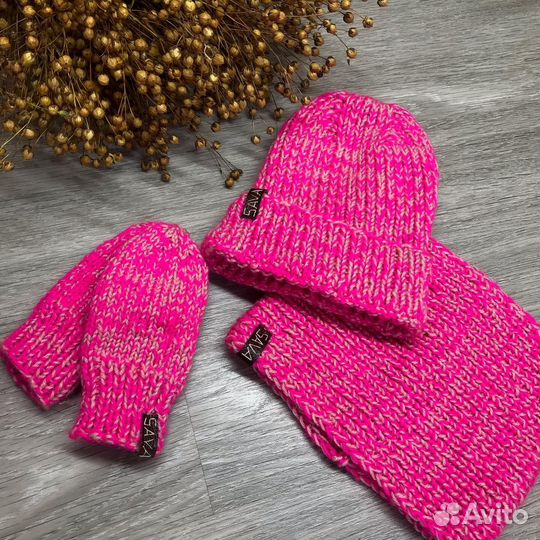 Новый комплект шапка снуд варежки