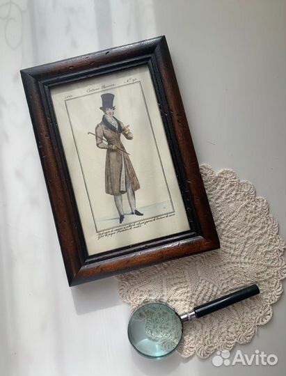 Винтажная картина костюмы XIX века. Франция