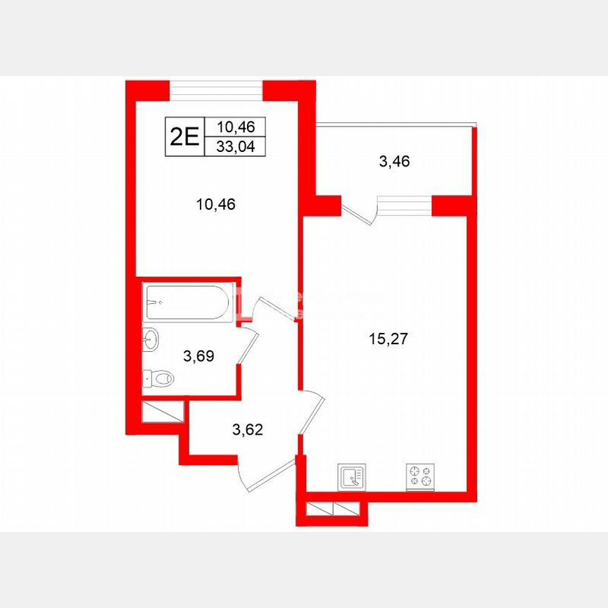 1-к. квартира, 33 м², 4/4 эт.