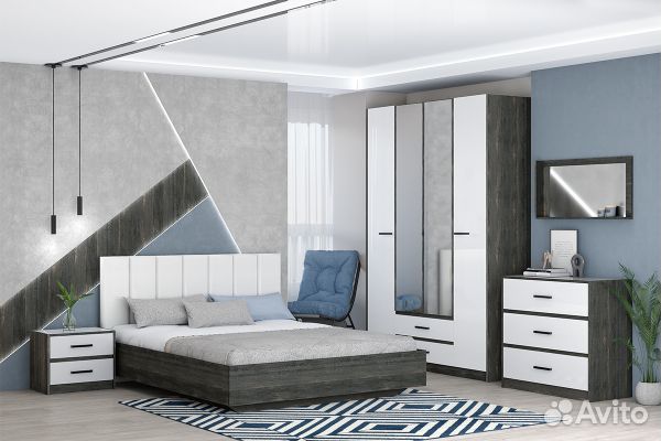 Тумба прикроватная кэт 8 Рич Блэк/Белый глянец(Мод