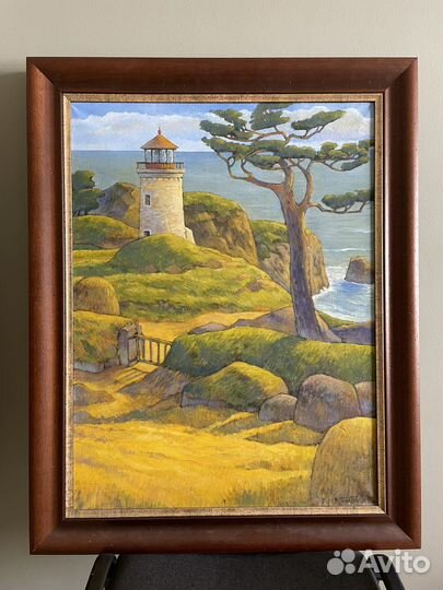Картина маслом на холсте пейзаж маяк