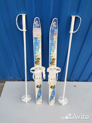 Лыжи детские "Лыжики-Пыжики" с палками длина 75 см