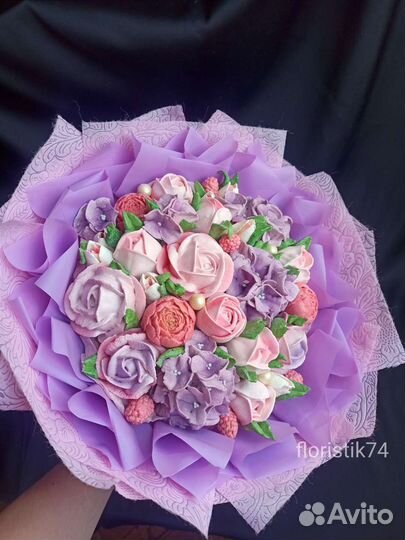 Съедобный вкусный сладкий зефирный букет