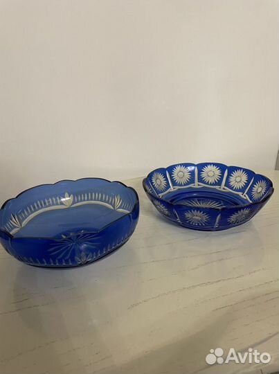 Вазы кобальтовый хрусталь,фруктовницы-салатницы