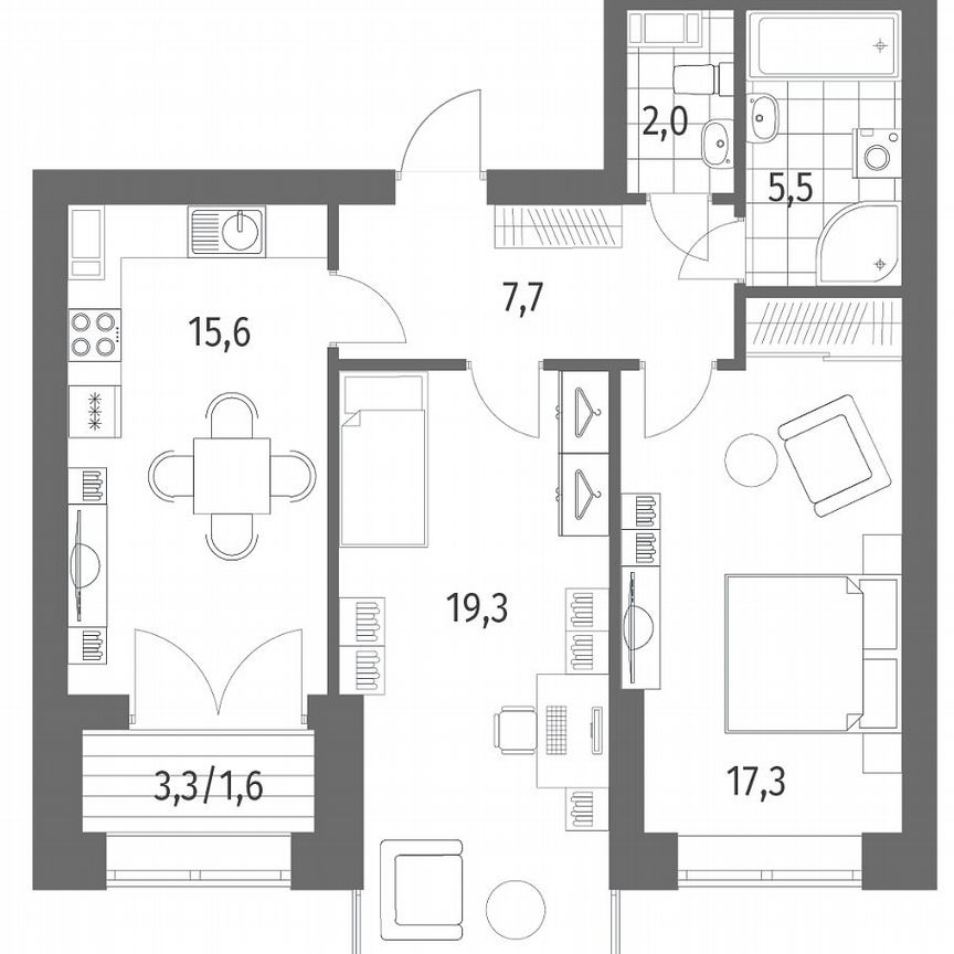 2-к. квартира, 69,1 м², 4/11 эт.