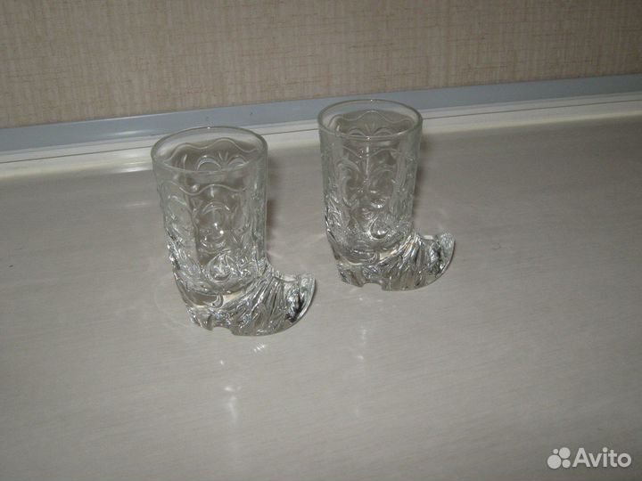 Хрустальные рюмки стопки Сапожки СССР Цена за две