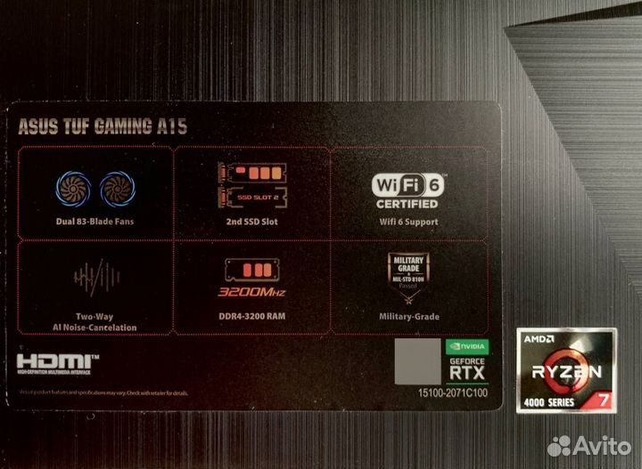 Игровой ноутбук asus tuf gaming a15 fx506ic-hn020