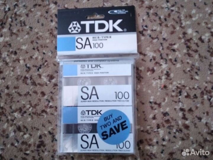 Аудиокассеты новые TDK SA 90 пак из 2х шт
