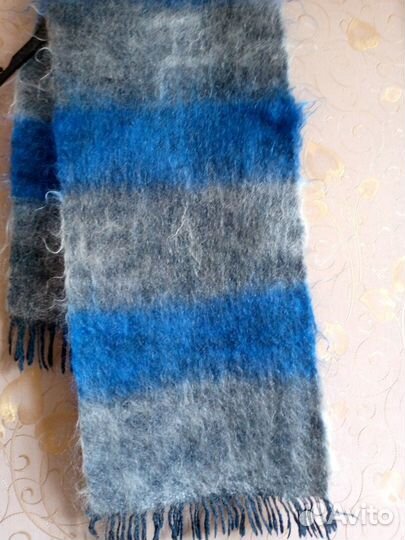 Мохеровый пушистый шарф новый мужской 115 х 31 см