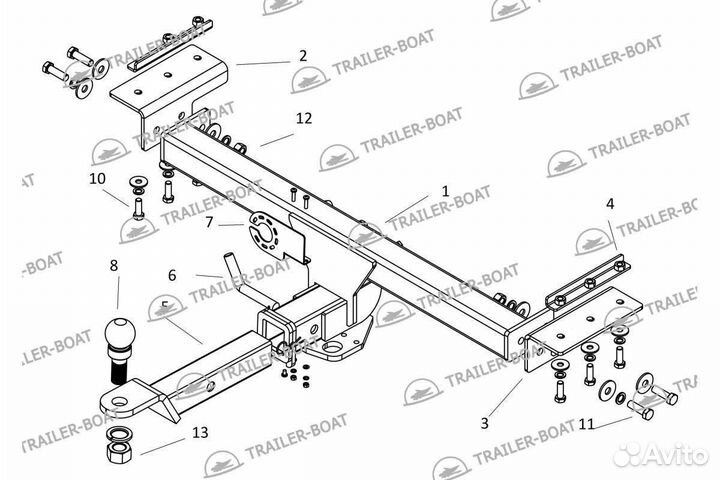 Фаркоп Chery Tiggo 7 Pro 2020-XX, под квадрат, 53349