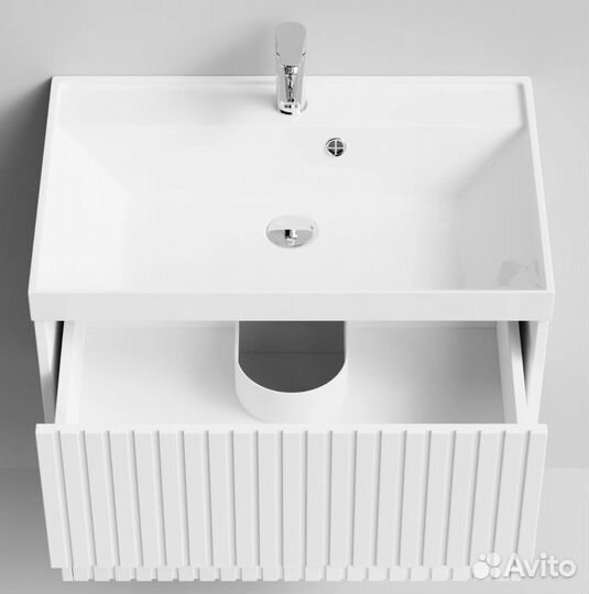 Тумба с раковиной Touch 70 подвесной, белый глянец