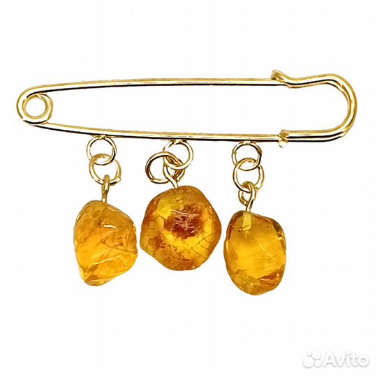 Броши с натуральным янтарем