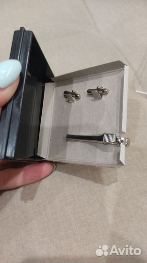 Запонки и зажим для галстука (мужской набор)