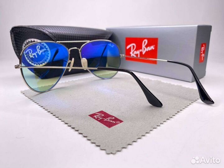 Очки Ray Ban Aviator Лазурное Silver Стекло