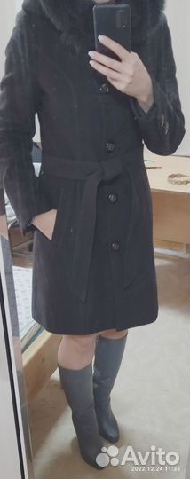 Зимнее пальто с мехом песца