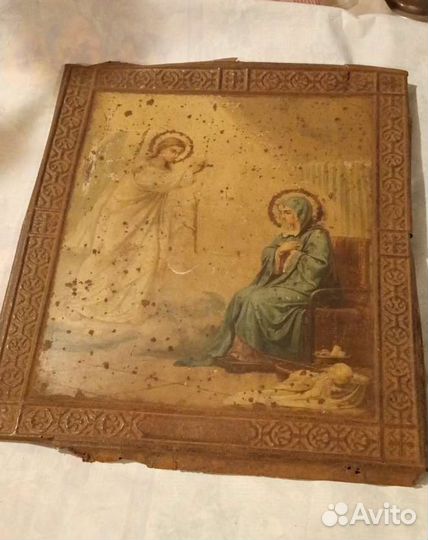 Икона старинная на металле19век